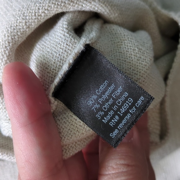 Simply Vera Wang Knit Metallic Thread Elegant Cream V Neck Sleeveless Top XL - Picture 6 of 6